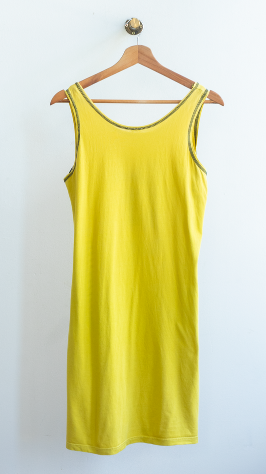 Back of yellow secondhand sleeveless dress
