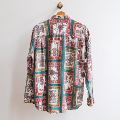 cactus vintage hemd groen wit achterkant