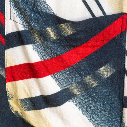detail chest pocket vintage viscose abstract shirt in black red beige from nineties