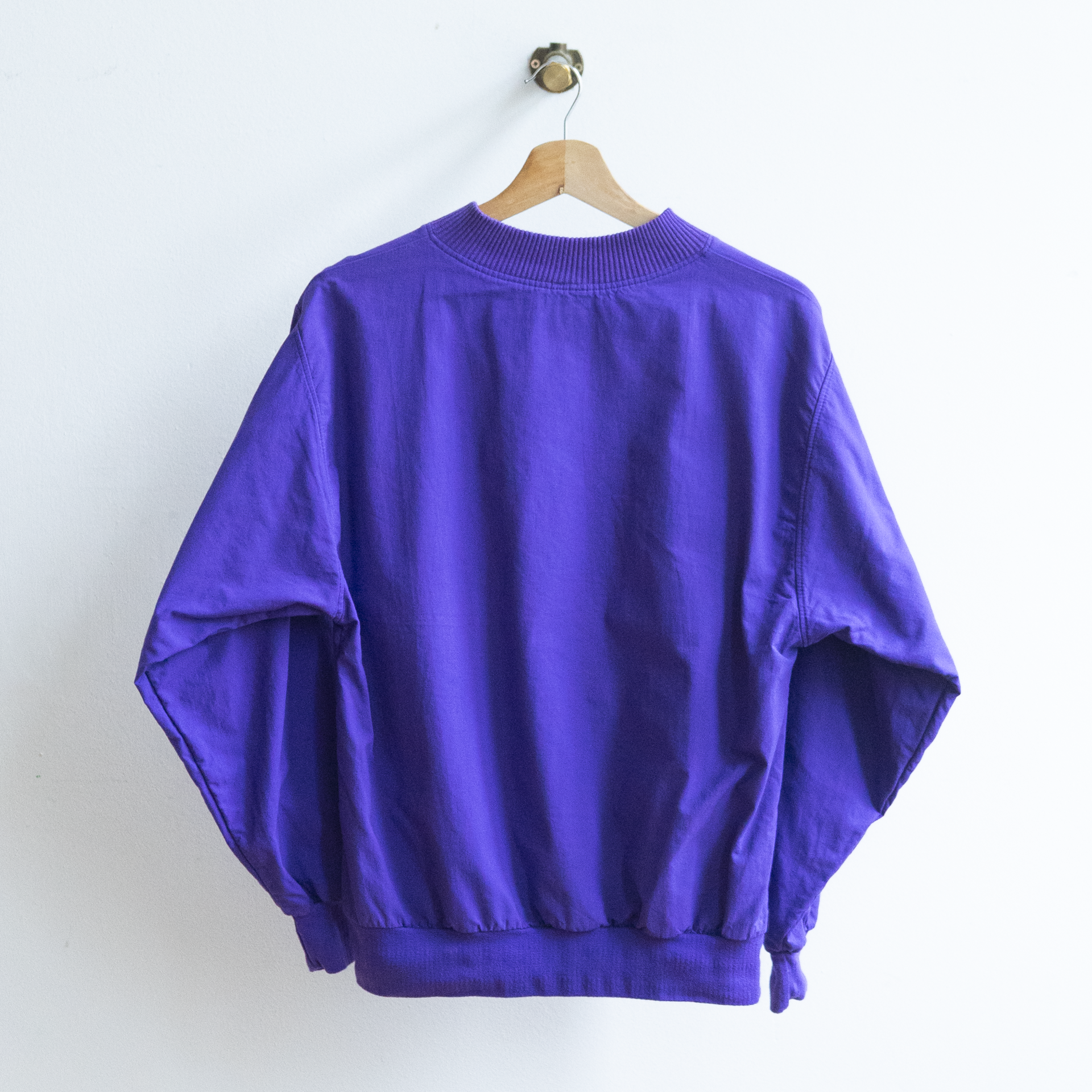 purple 80s pullover ribbed collar