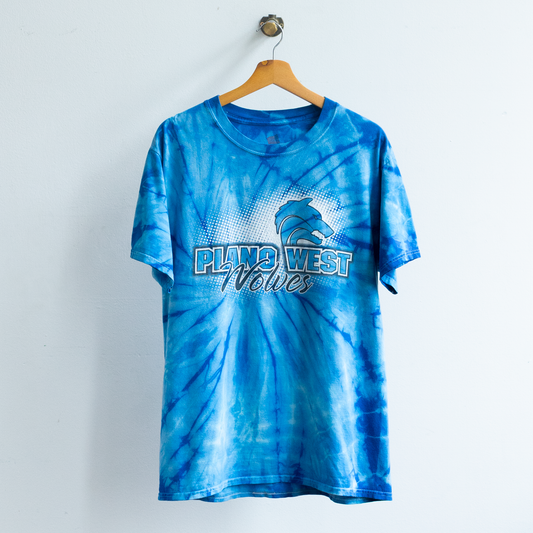 blue plano west tie dyed t-shirt