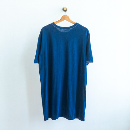 donkerblauwe jaren negentig nachtjapon achterkant in effen blauw fresh vintage