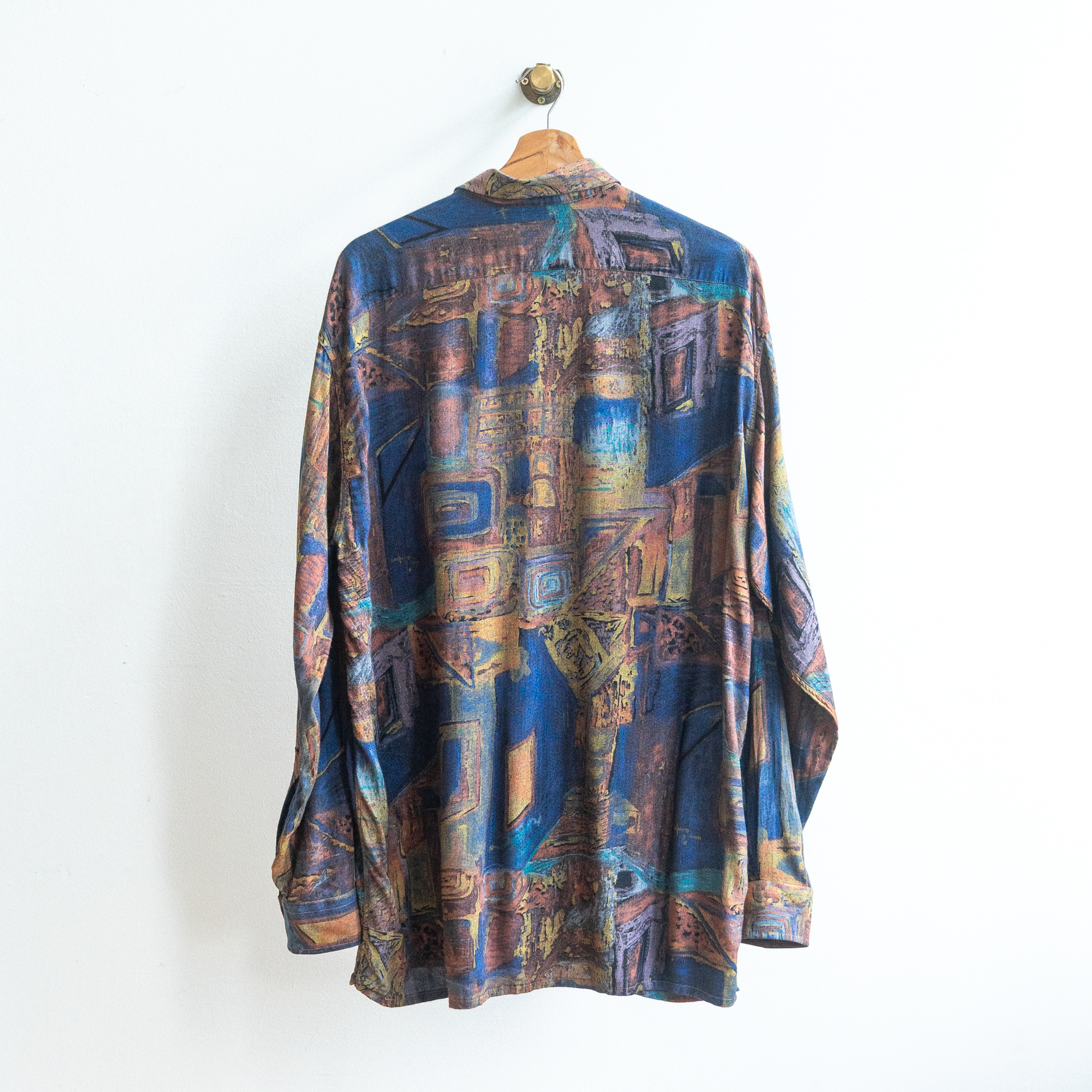 dark blue '90s multi colored vintage shirt abstract pattern 