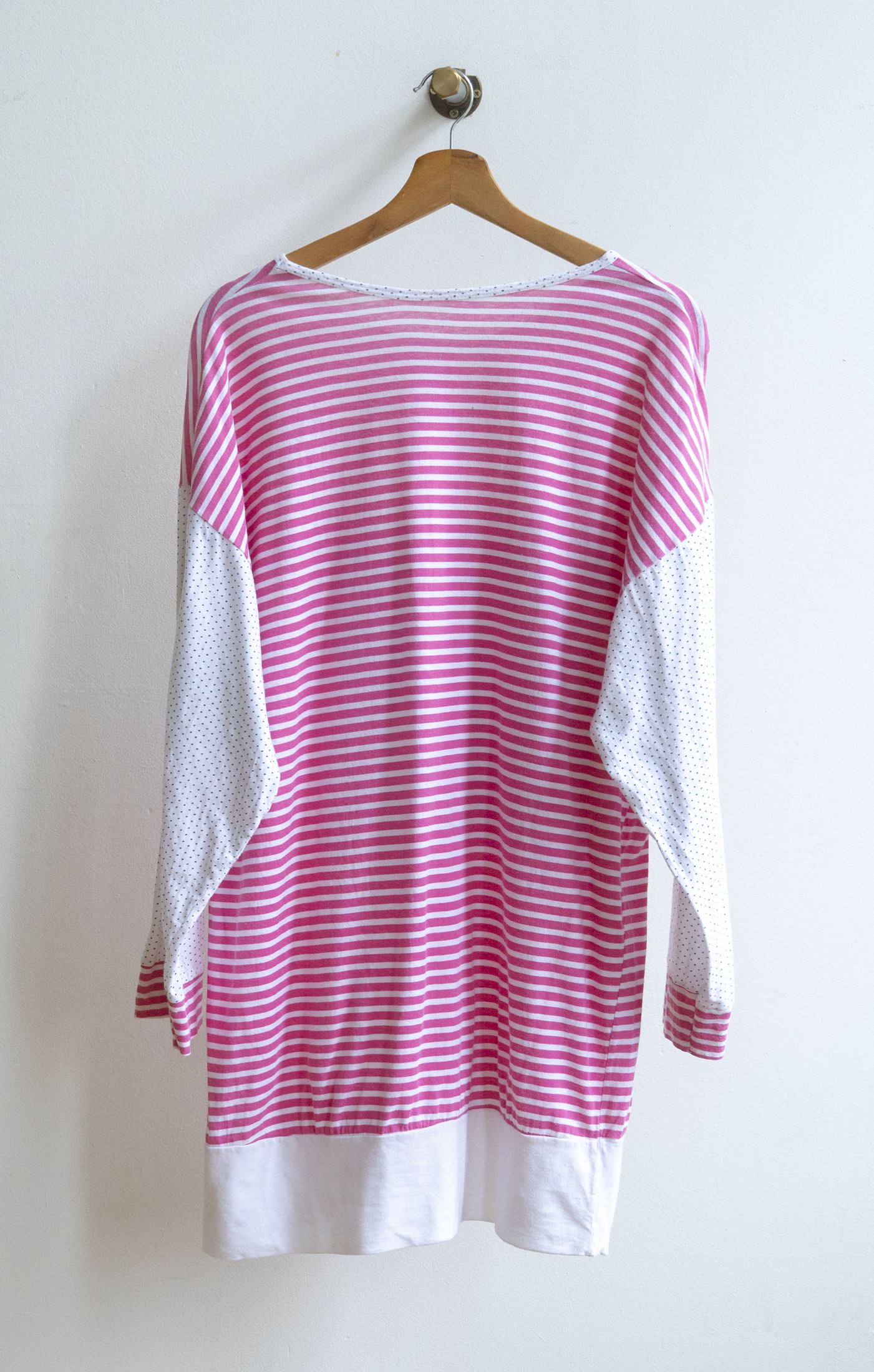 80s sleep t-shirt pink white stripes 