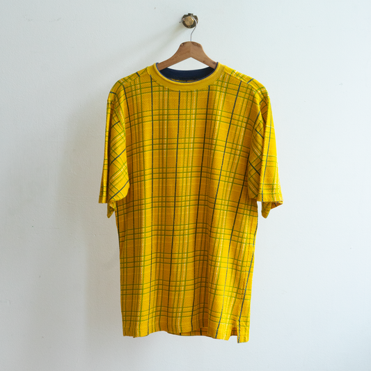 late 90s yellow checkered t-shirt