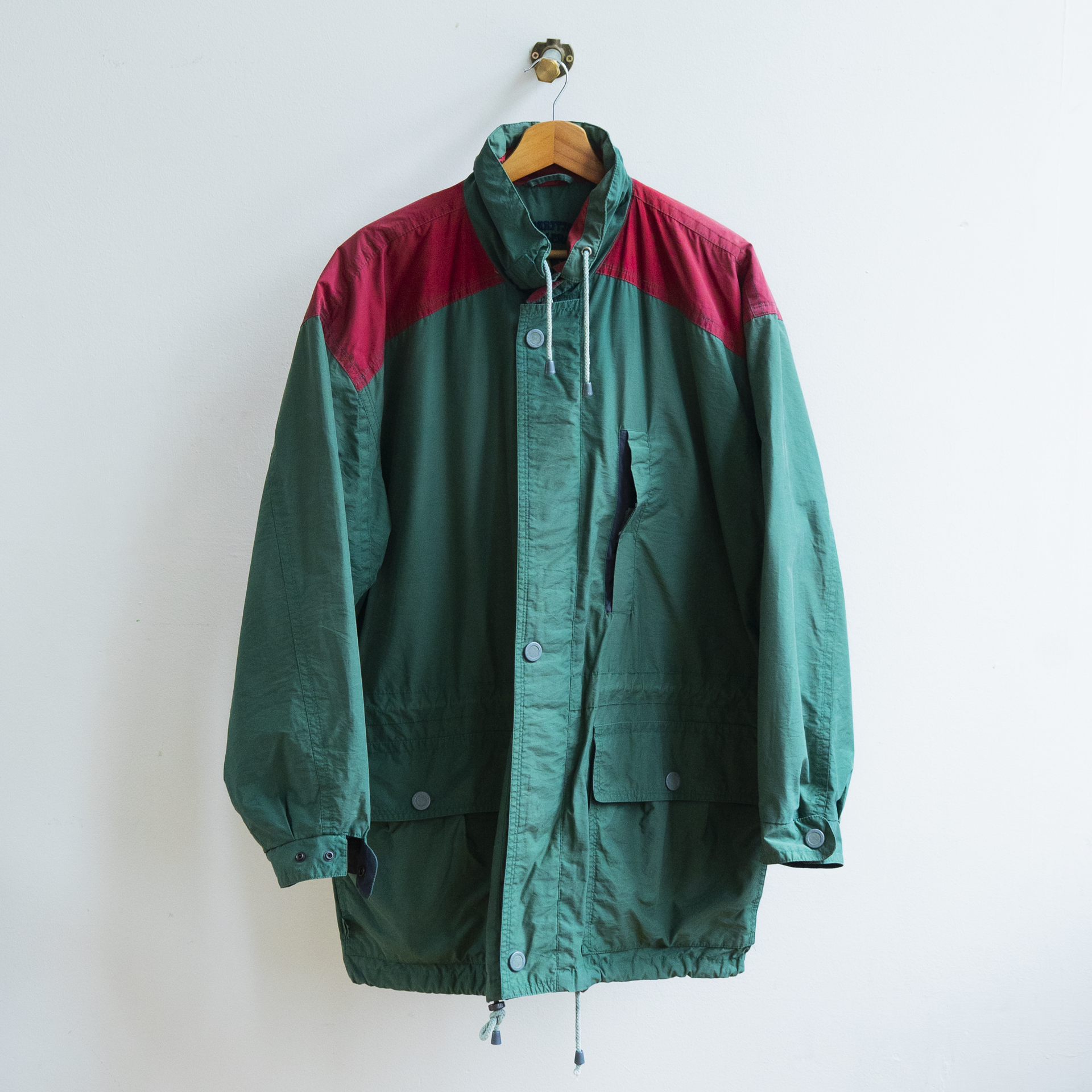 80s raincoat green red
