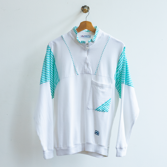 80s White & Mint Green Sweater