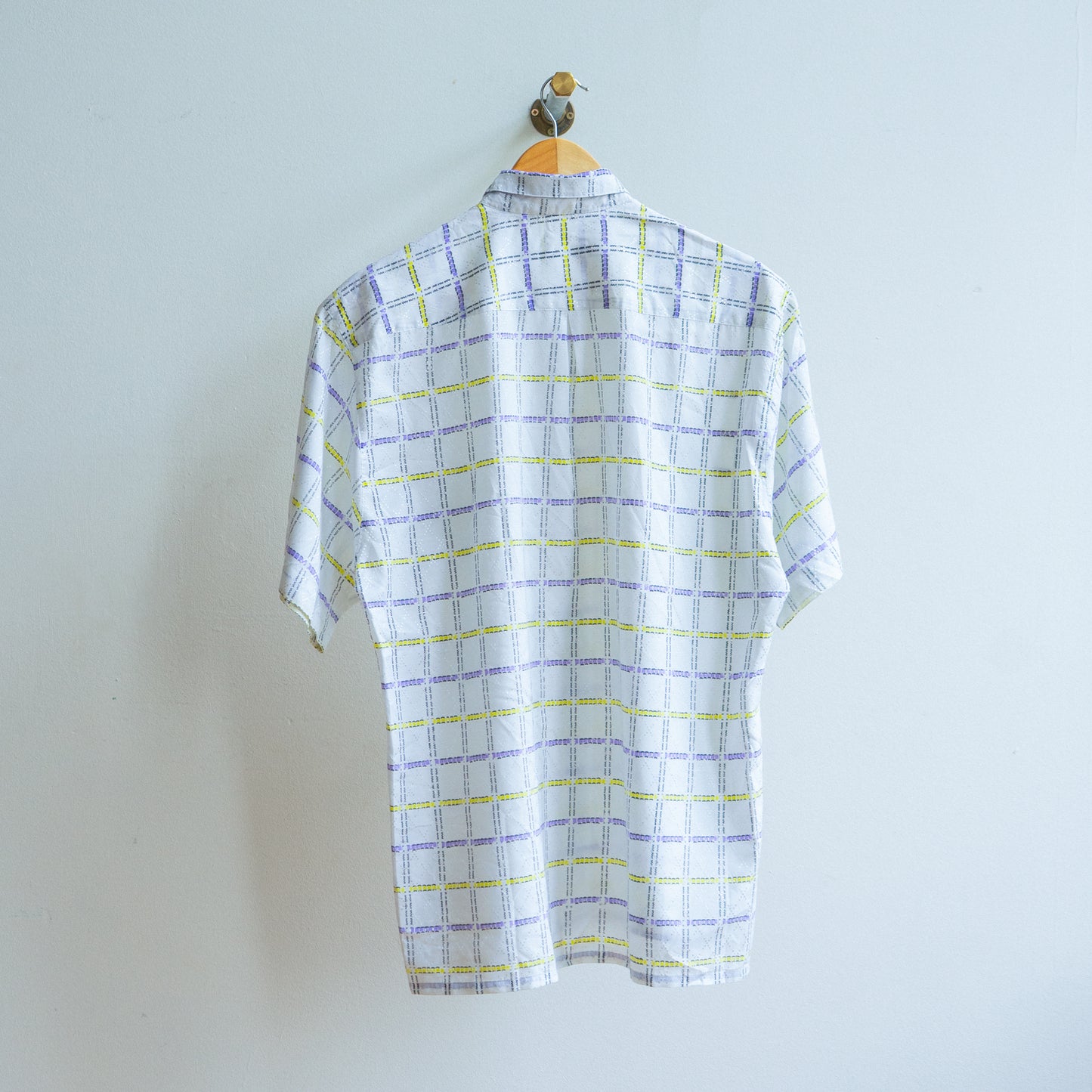 vintage shirt with squares in purple yellow and white for men and women unisex vintage shirt from fresh vintage