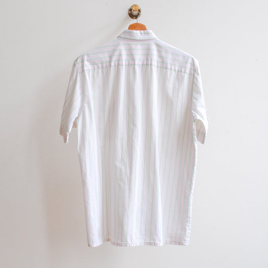 wit vintage overhemd met lichtgroene strepen achterkant